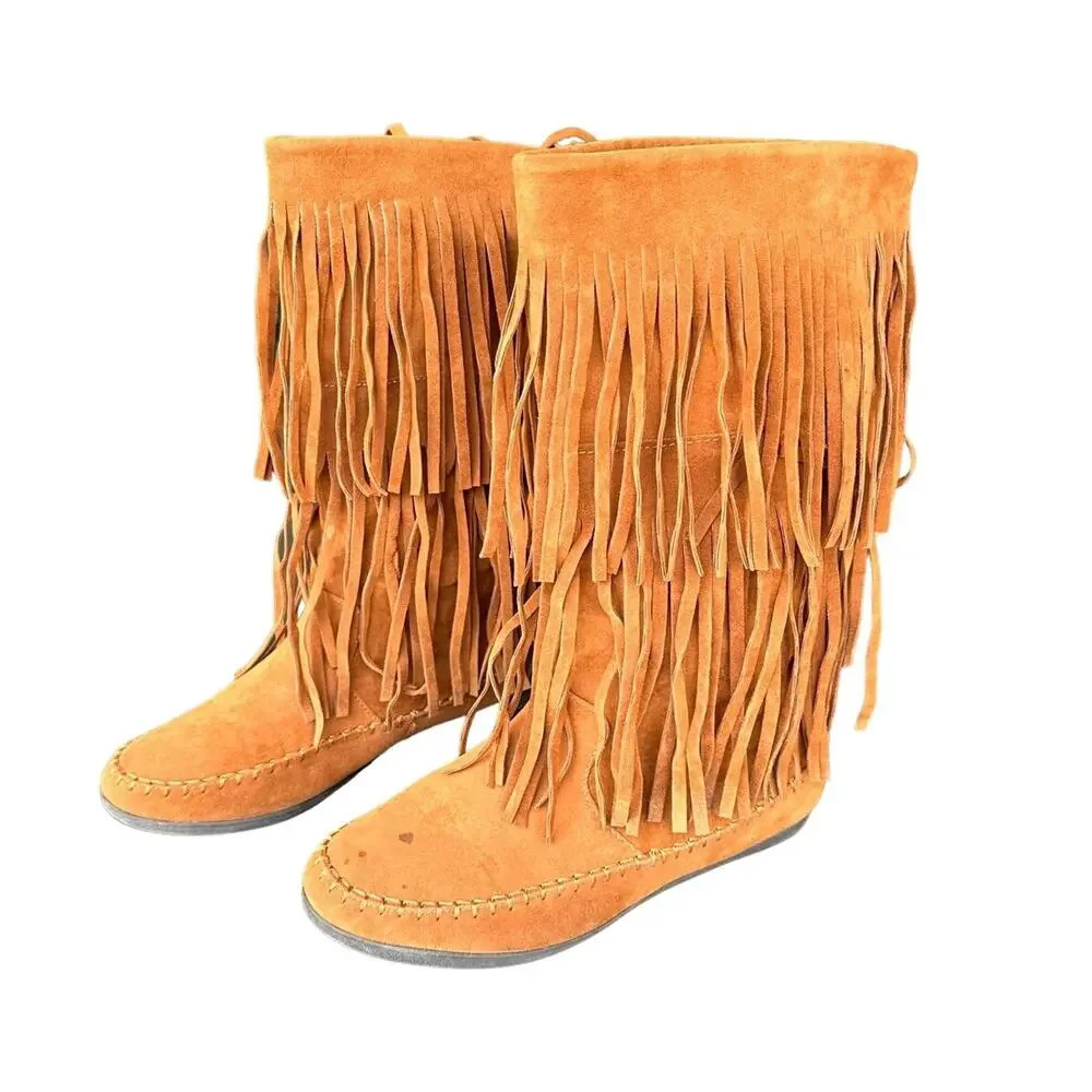 Rampage Chrisalee Faux‎ Suede Boots Size 9.5 Chestnut